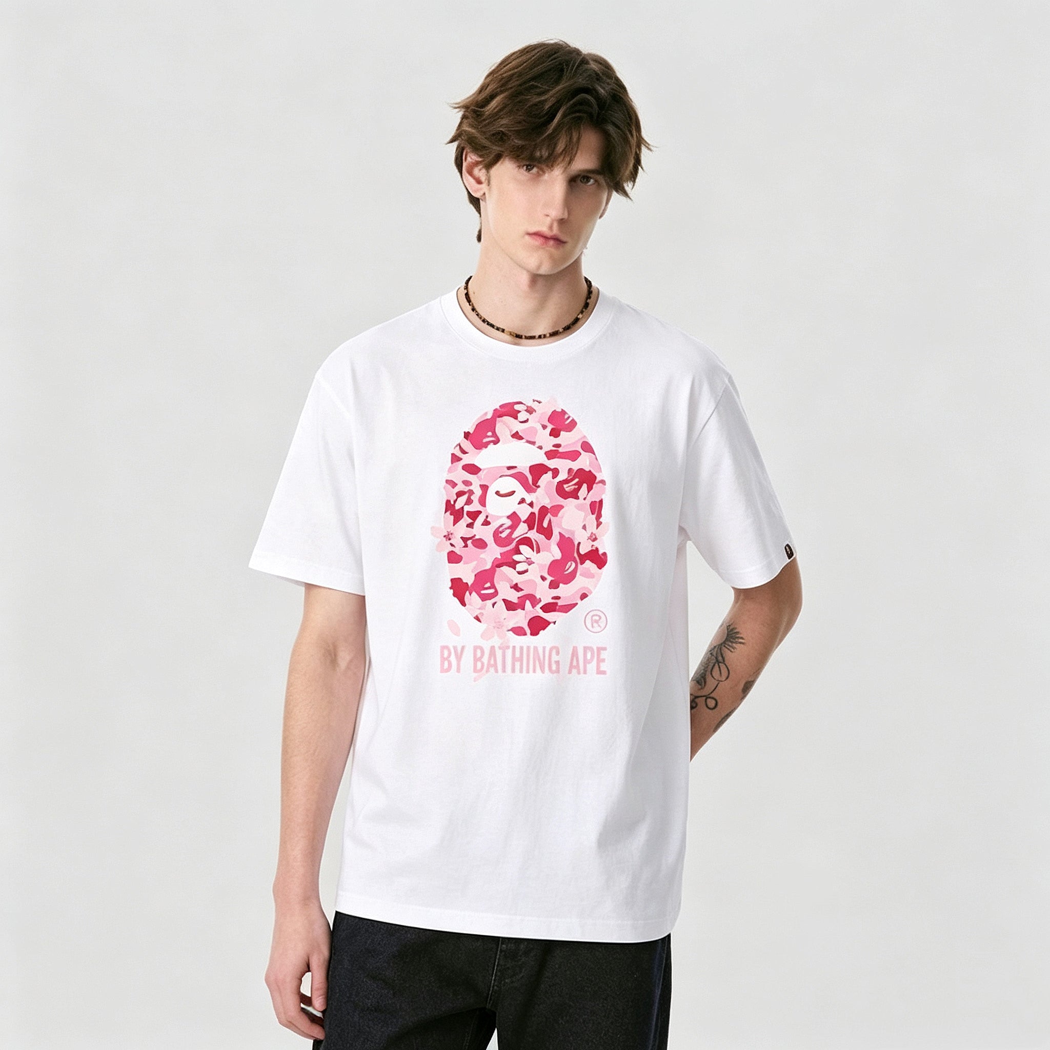 BAPE A Bathing Ape T-Shirt ABC Camo T-Shirt White Pink
