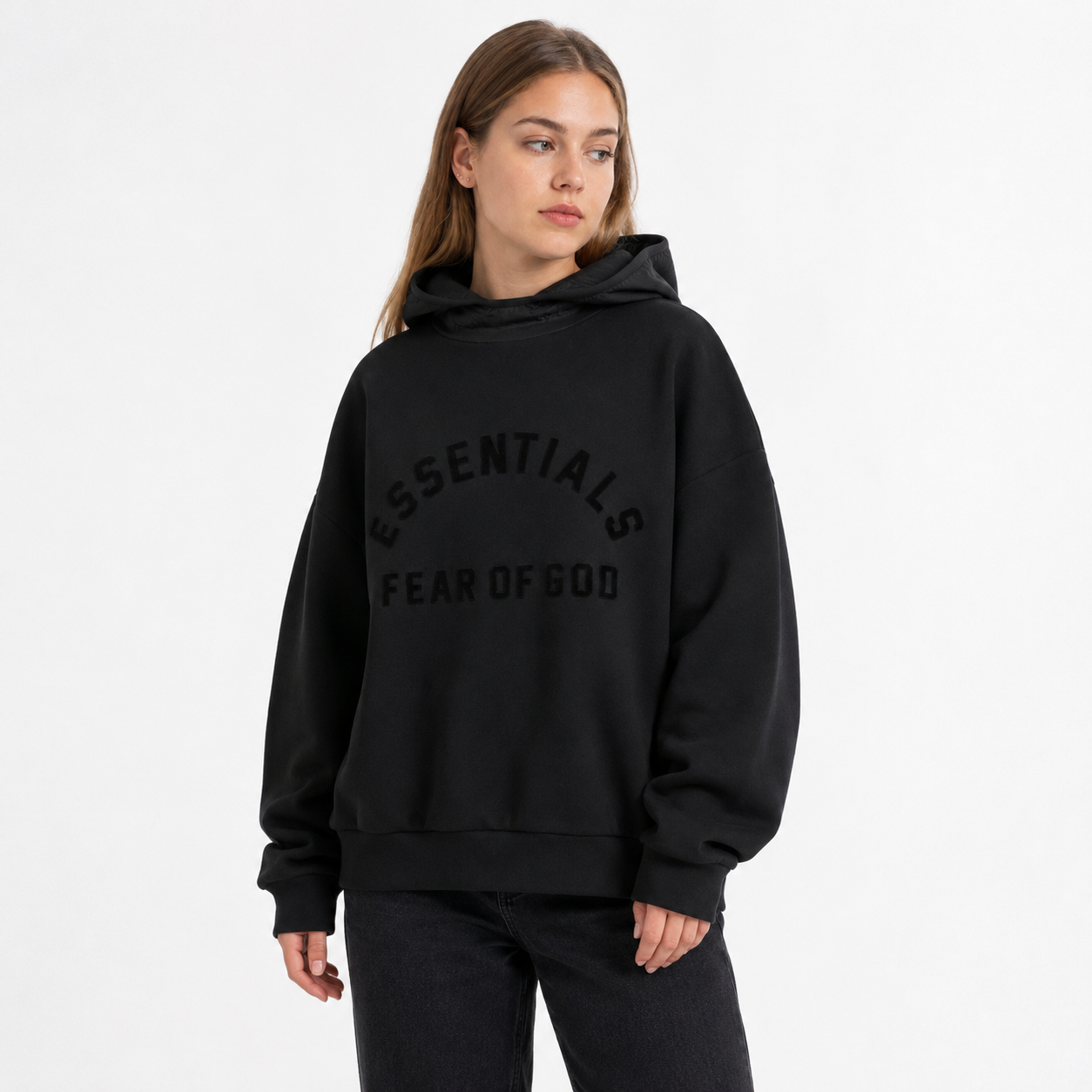 Fear of God Essentials Nylon Fleece Hoodie Jet Black/Jet Black