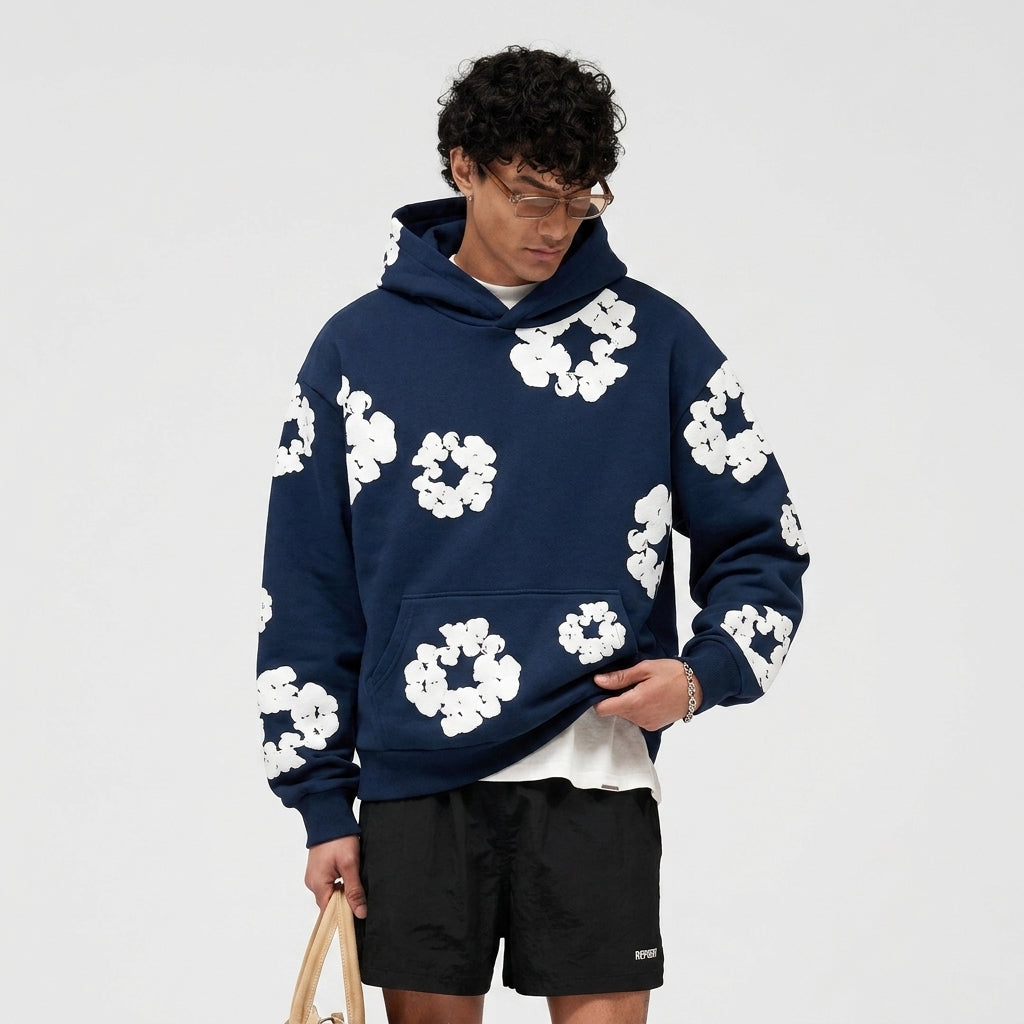Denim Tears Cotton Wreath Hoodie Navy