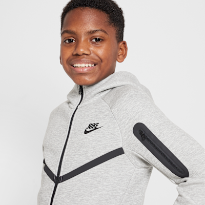 Nike Sportswear Tech Fleece Older Kids' Full-Zip Hoodie Dark Grey Heather/Dark Grey Heather/Black/Black - Sneak