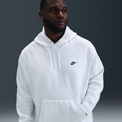 Nike Club Men's Pullover Fleece Hoodie White/White/Black