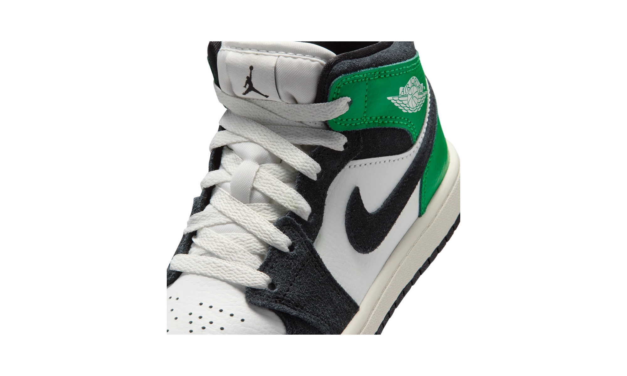 Air Jordan 1 Mid Summit White/Lucky Green/University Gold/Black