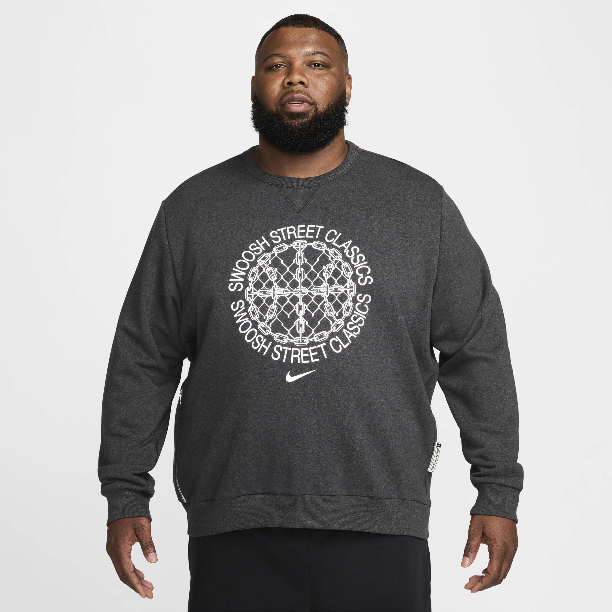 Nike Standard Issue Dri-FIT Basketball Crew-Neck Sweatshirt Black/Heather/Pale Ivory