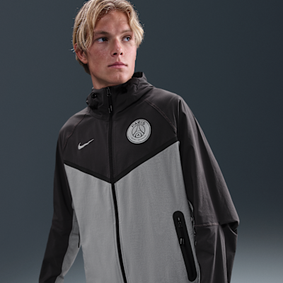 Paris Saint-Germain Tech Windrunner Men's Nike Football Full-Zip Woven Jacket Anthracite/Particle Grey/Particle Grey