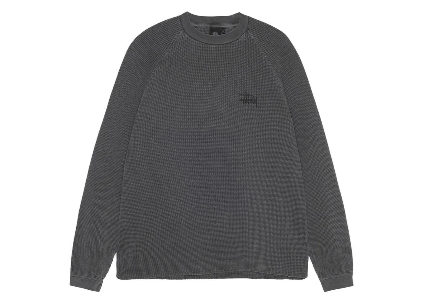 Stussy Raglan Thermal L/S Crew Washed Black, Washed Black (1140356-WABL)