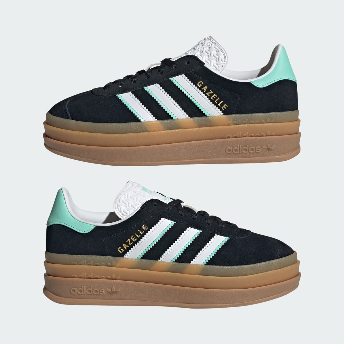 Adidas Gazelle Bold Black White Mint Gum