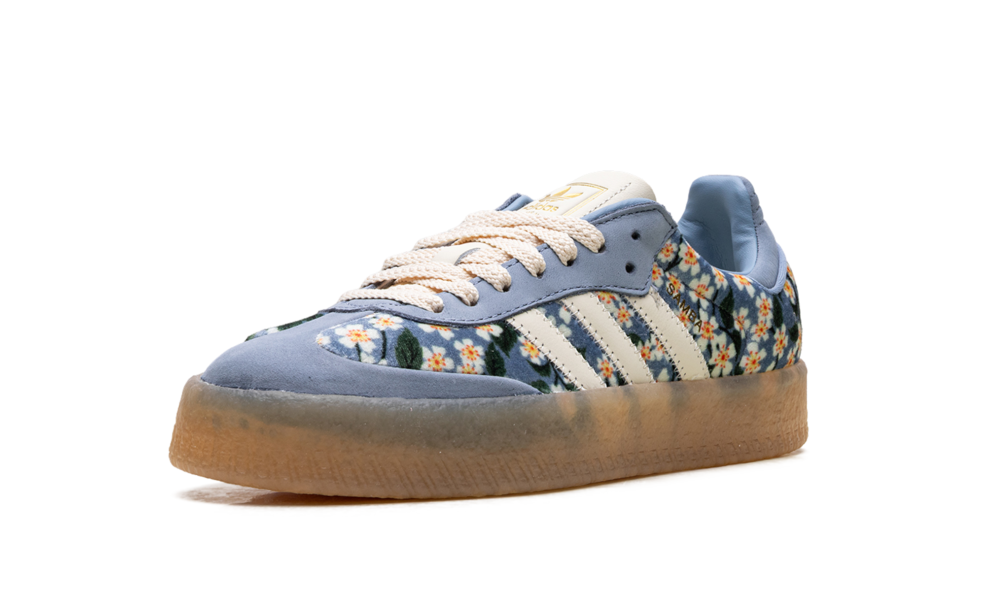 Adidas Sambae Liberty London Floral Embroidery Blue Cream White