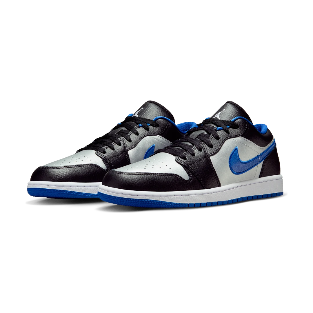 Air Jordan 1 Low Black Game Royal Metallic Platinum, Black/White-Game Royal-Metallic Platinum (553558-007)