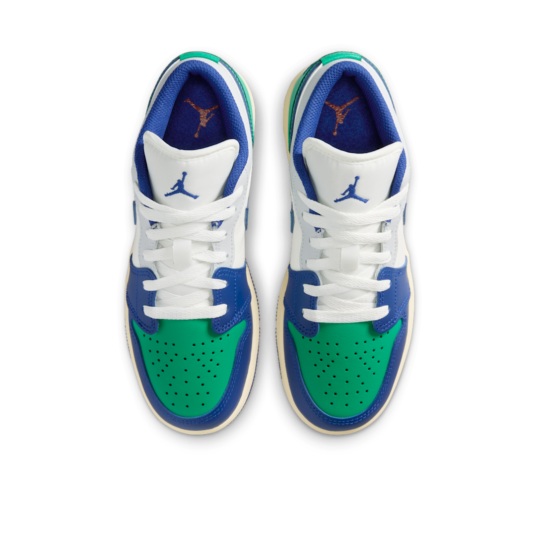 Air Jordan 1 Low Rare Air, Sail/Stadium Green/Neutral Grey/Deep Royal Blue (553560-147)