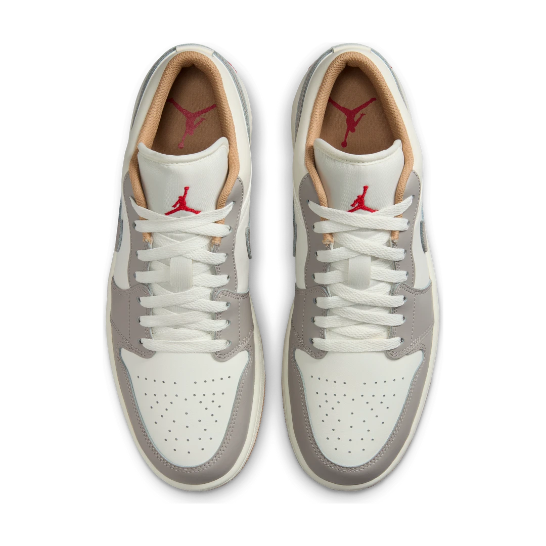 Air Jordan 1 Low Sail College Grey Rattan, Sail/College Grey/Hemp/Fire Red (553558-169)