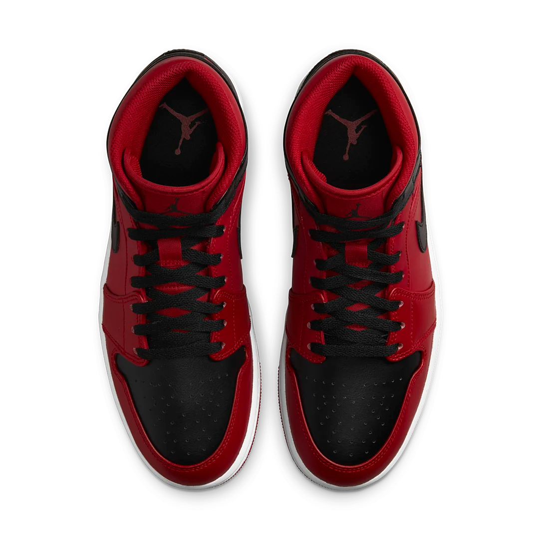 Air Jordan 1 Mid Reverse Bred (2021), Gym Red/White/Black (554724-660 / 554725-660)