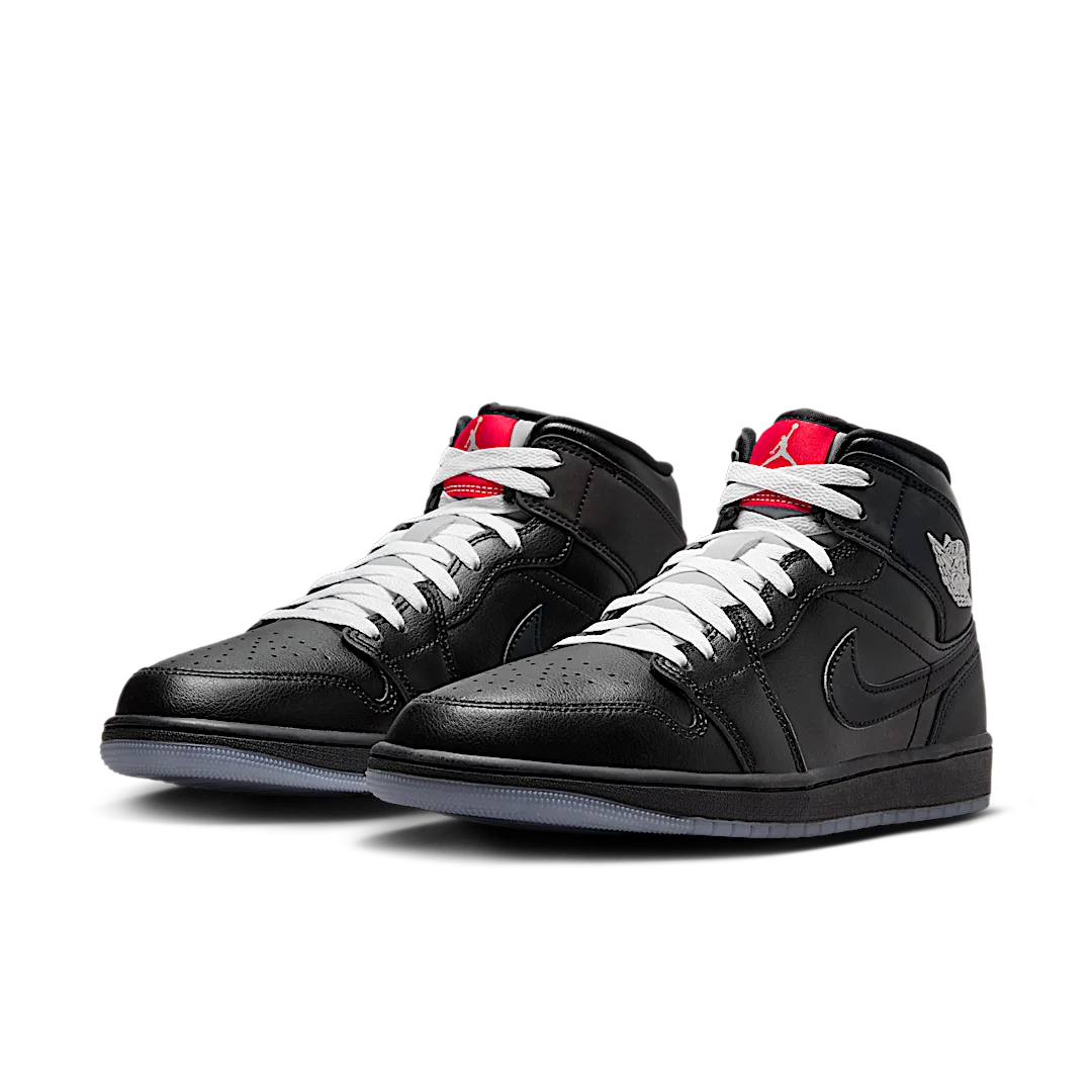 Air Jordan 1 Mid SE Black Metallic Reimagined, Black/Silver Metallic/University Red (HV5177-010)