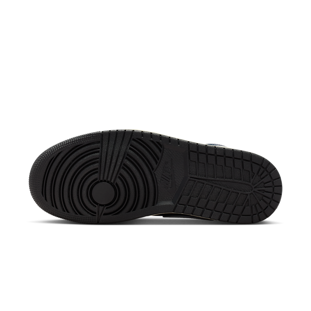 Air Jordan 1 Mid SE Metallic Blue Quilted, Black/Coconut Milk/Hot Lava/Ghost (IM5128-001)