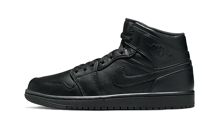 Air Jordan 1 Mid Triple Black, Black/Black/Black (554724-093 / 554725-093)