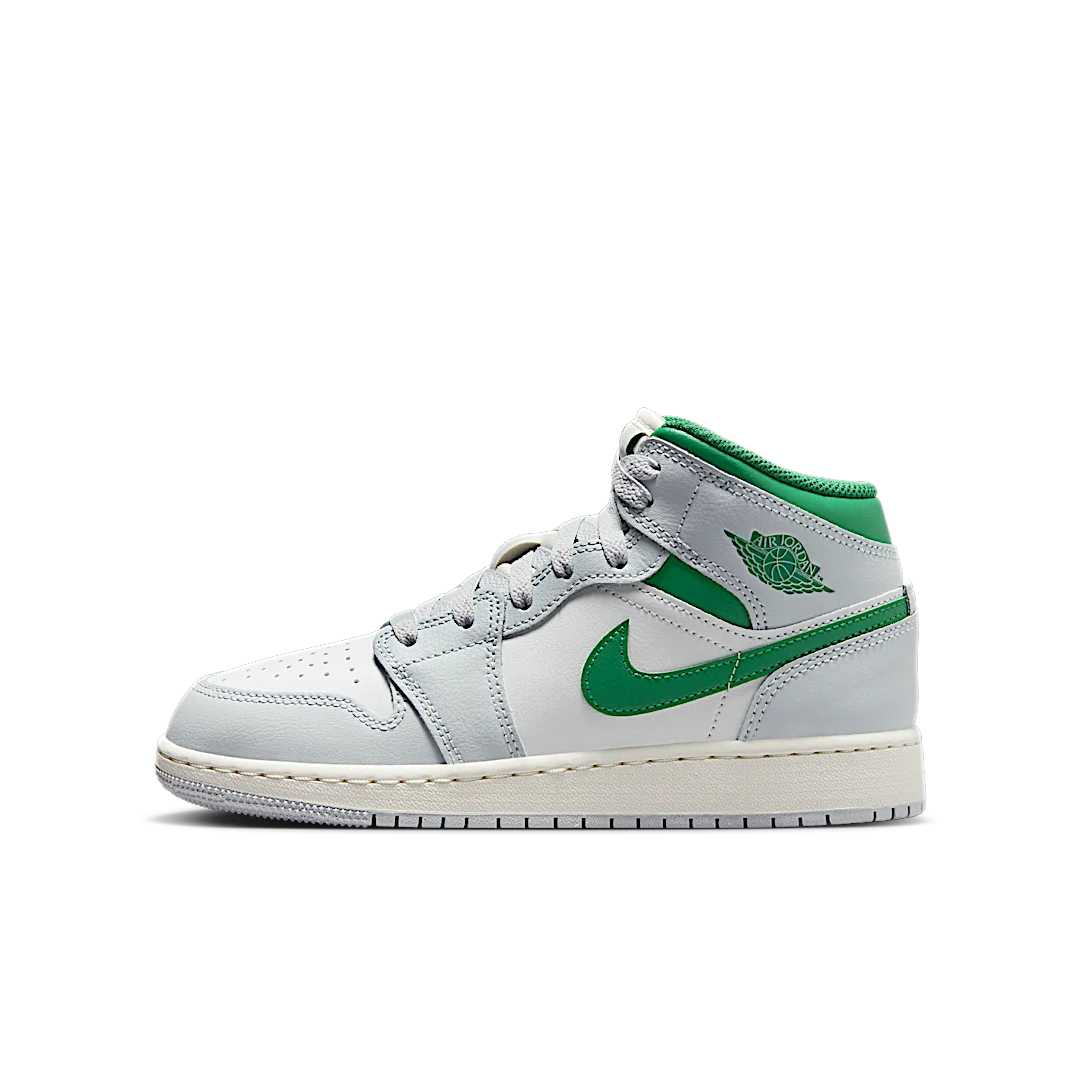 Air Jordan 1 Mid White Pure Platinum Pine Green, Summit White/Pure Platinum/Sail/Pine Green (DQ8423-142)