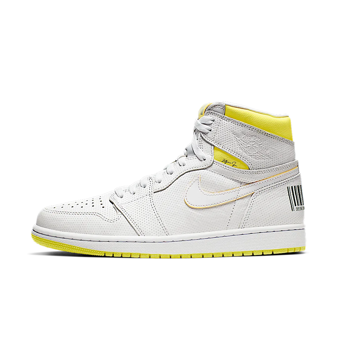 Air Jordan 1 Retro High First Class Flight, White/Dynamic Yellow-Black (555088-170)