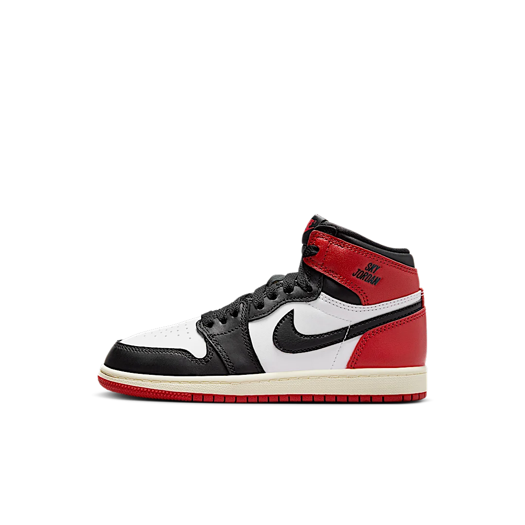 Air Jordan 1 Retro High OG Black Toe Reimagined (PS), Black/Black/Varsity Red/White (FD1412-106)