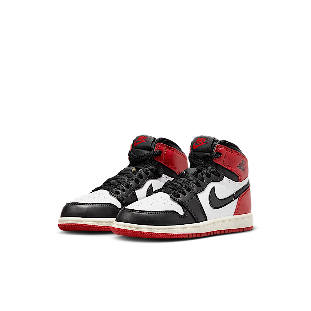Air Jordan 1 Retro High OG Black Toe Reimagined (PS), Black/Black/Varsity Red/White (FD1412-106)