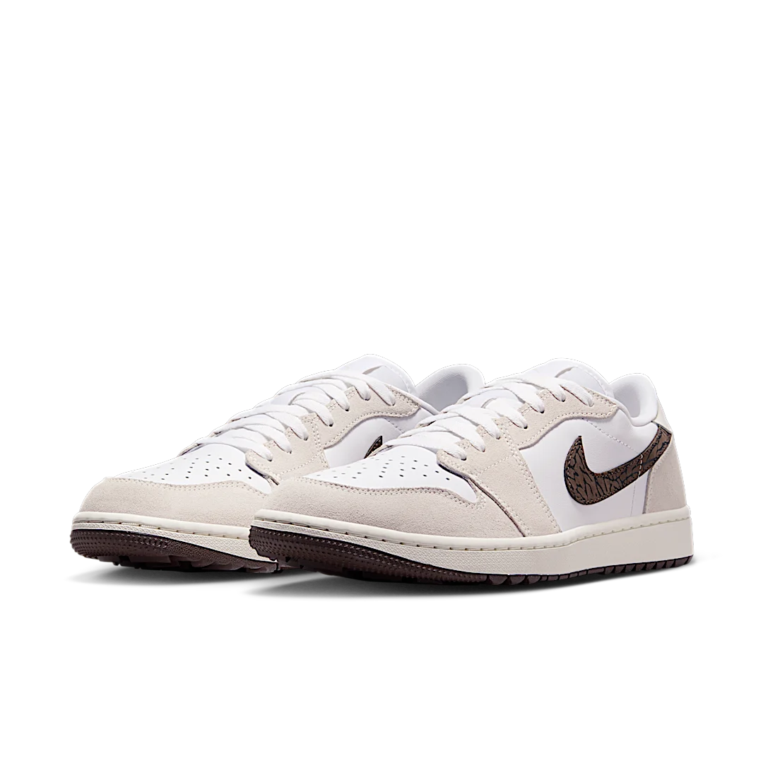 Air Jordan 1 Retro Low Golf Light Orewood Elephant, White/Phantom/Baroque Brown (DD9315-116)