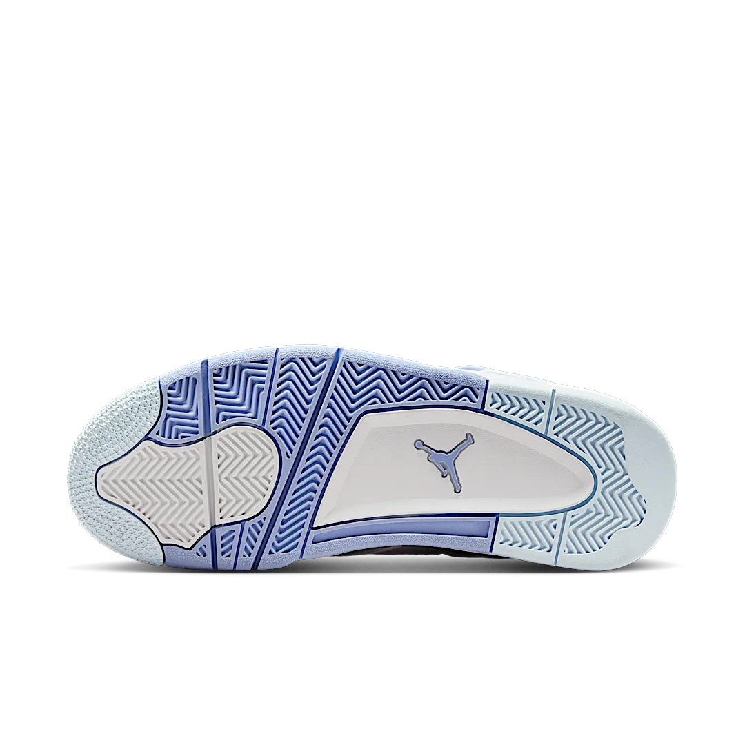 Air Jordan 4 Retro Forget Me Not, White/Aluminum-Blue Tint-Oil Green (HV0823-100)