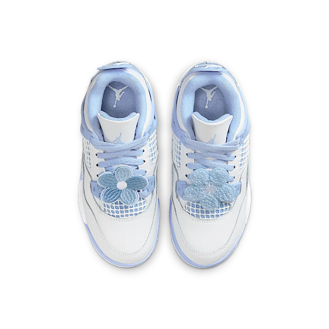 Air Jordan 4 Retro Forget Me Not (PS), White/Aluminum/Blue Tint/Oil Green (IB8962-100)