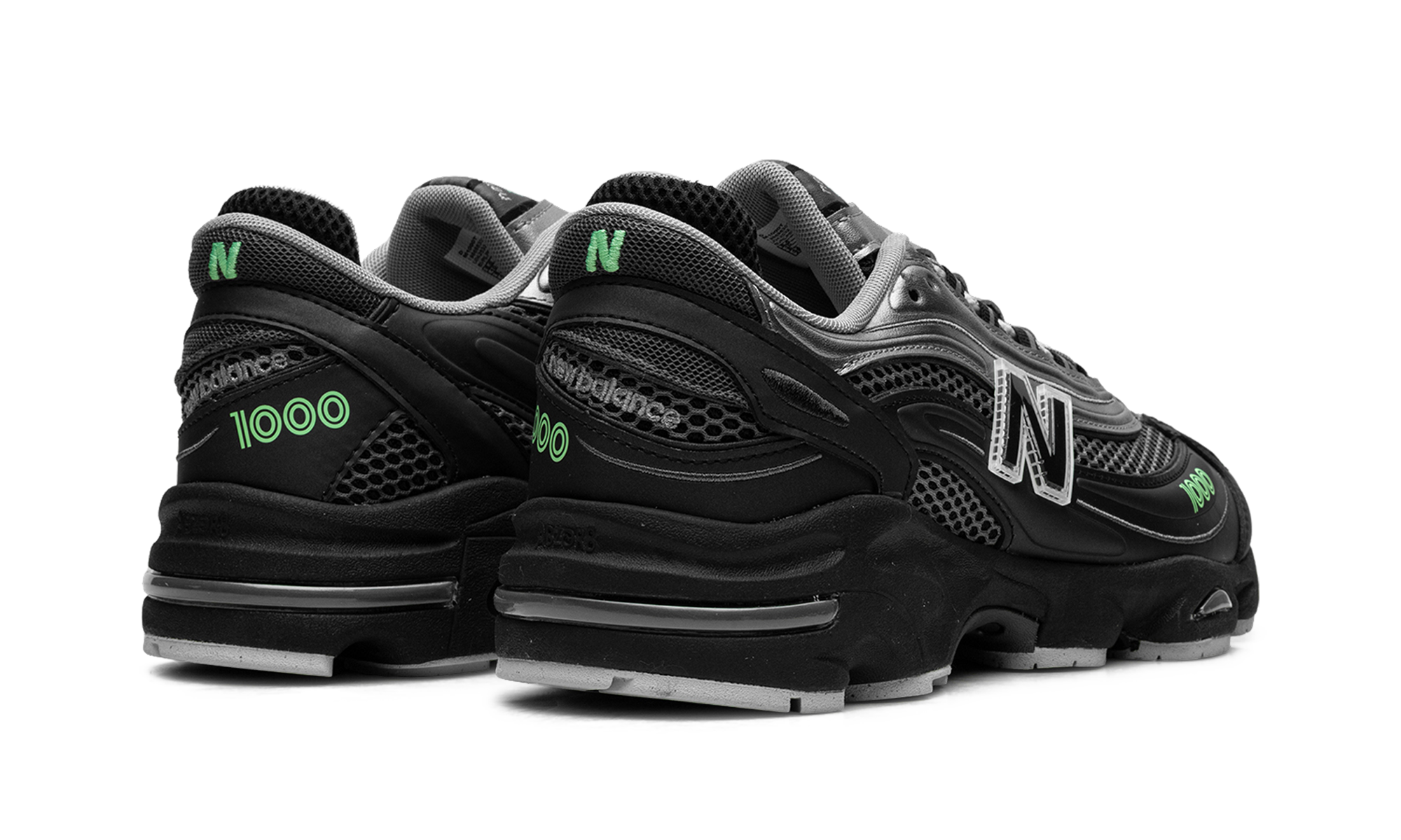 New Balance 1000 Dark Silver Metallic Lime Leaf