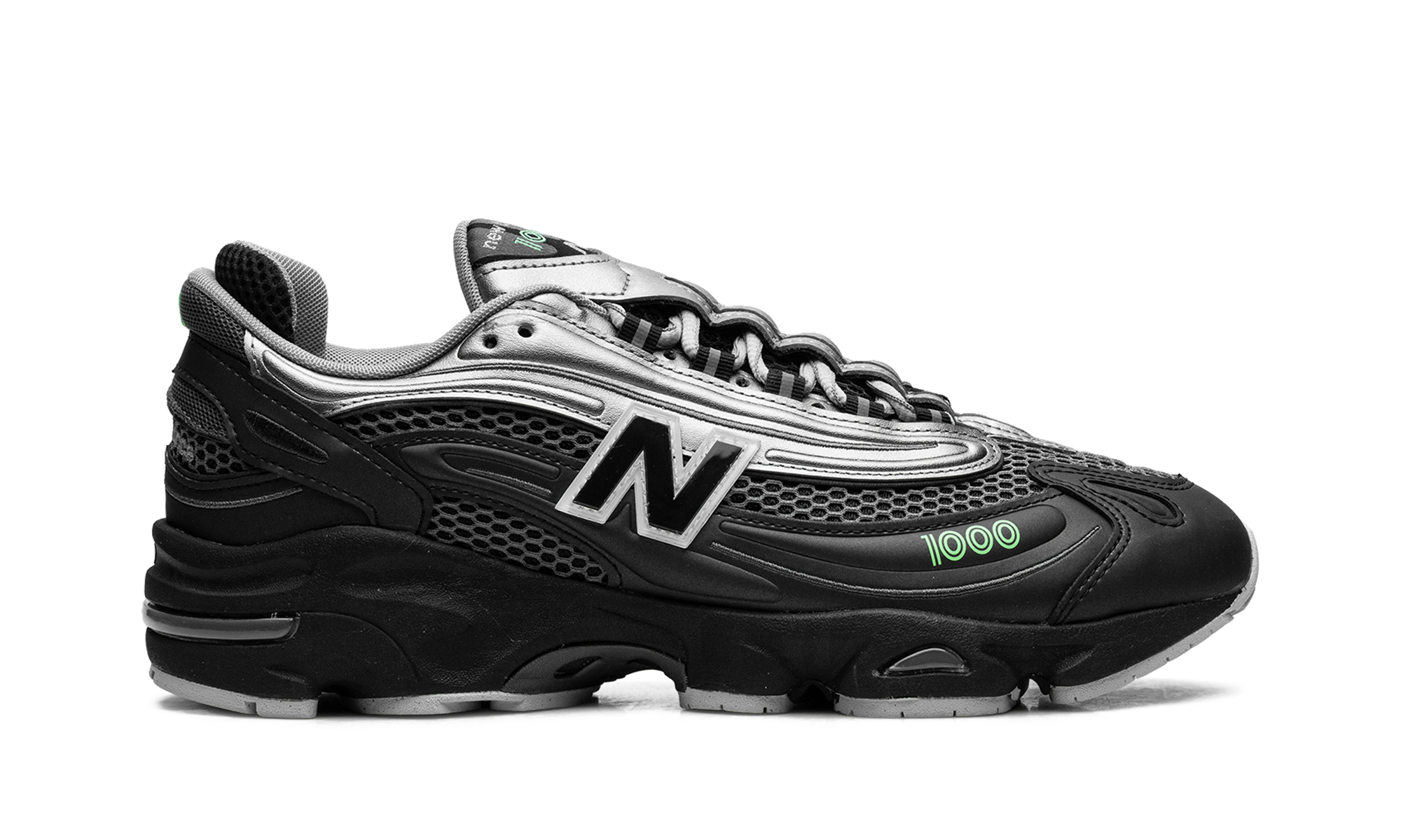 New Balance 1000 Dark Silver Metallic Lime Leaf
