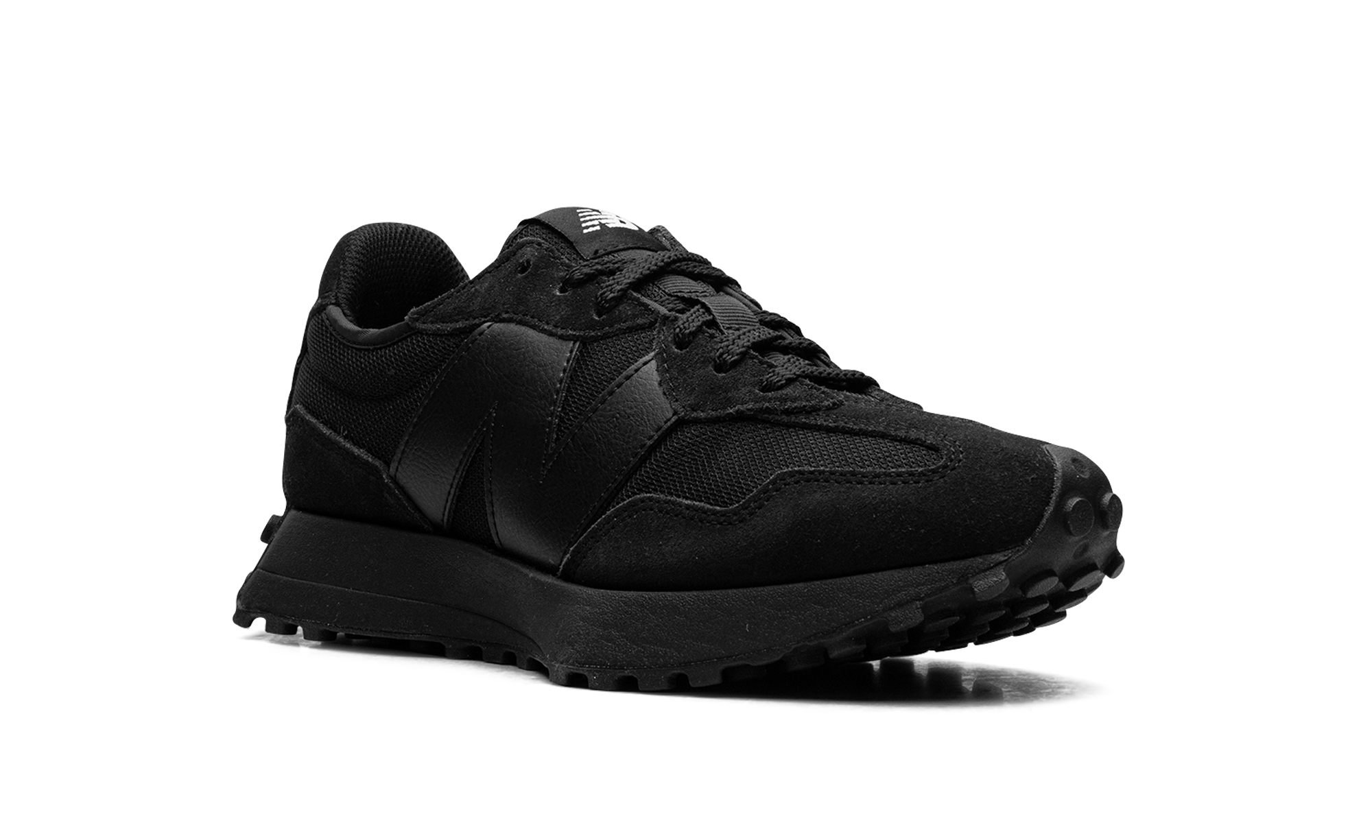 New Balance 327 Black White Tongue Logo