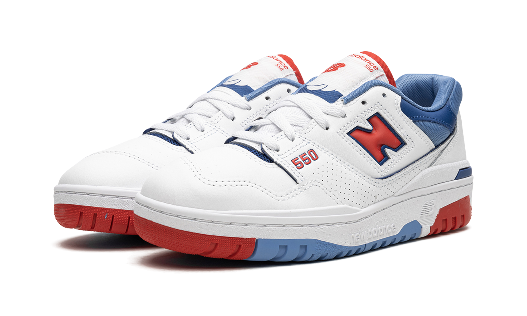 New Balance 550 White True Red Atlantic Blue