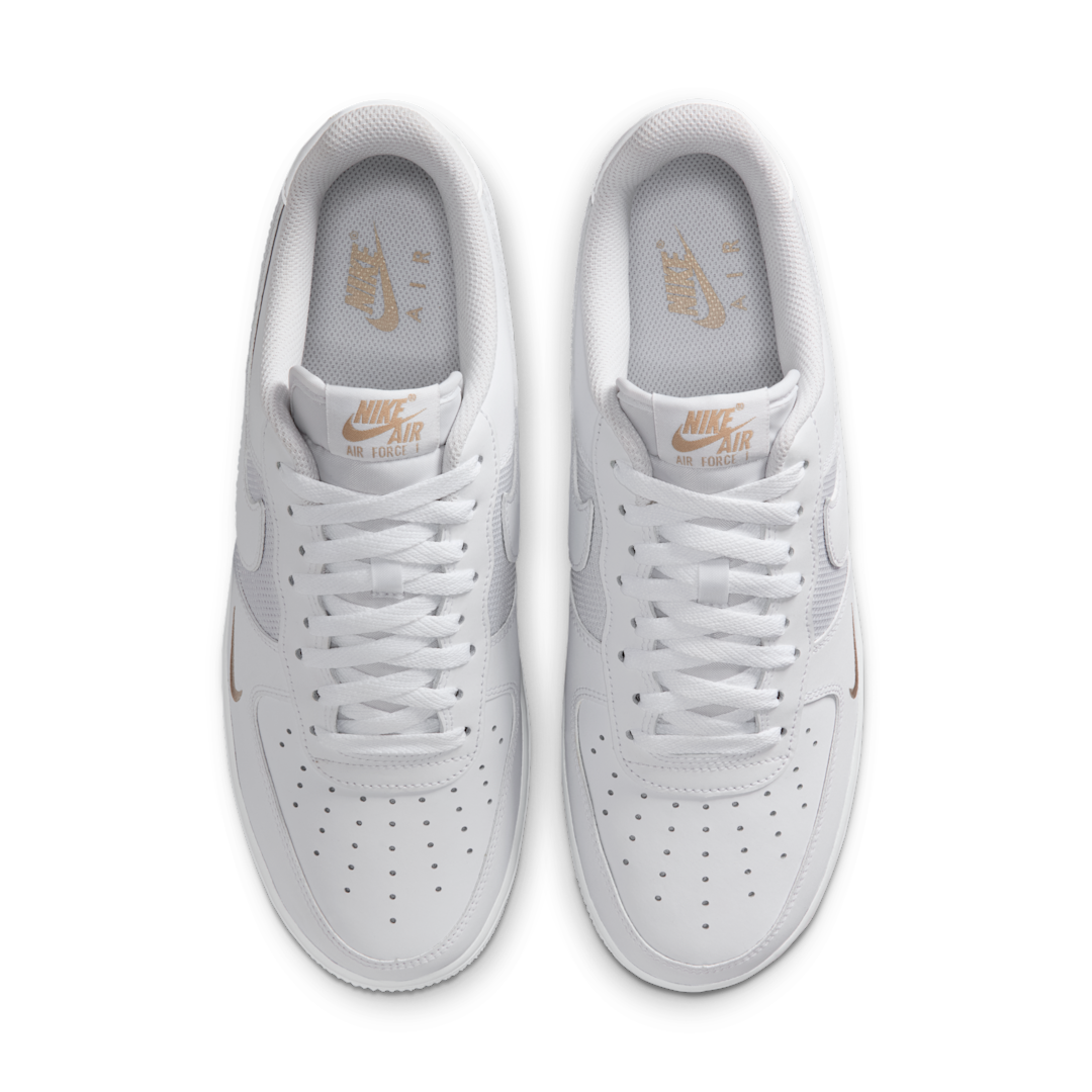 Nike Air Force 1 Low White Desert Khaki Mini Swoosh, White/Metallic Silver/Desert Khaki (IO1283-100)