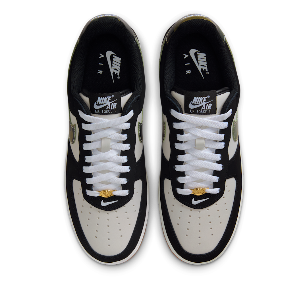 Nike Air Force 1 Low '07 LV8 Black Patent Camo Swoosh, White/Black/Gum Medium Brown/Summit White (HQ1967-100)
