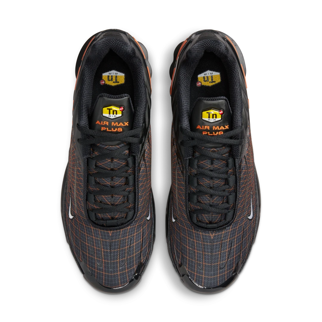 Nike Air Max Plus 3 Black Orange Spirograph, Black/Safety Orange/Iron Grey/White (FB3352-001)
