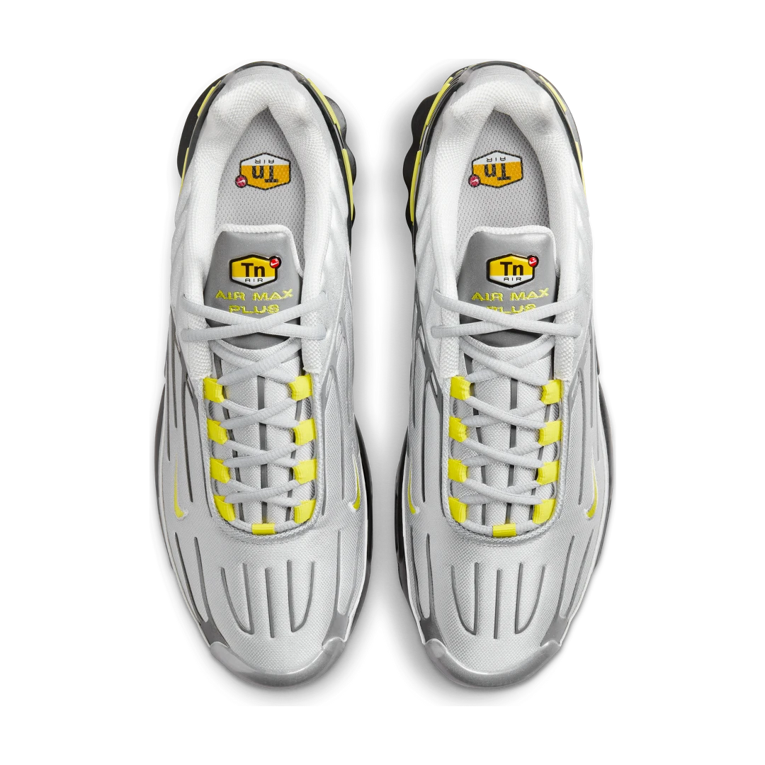 Nike Air Max Plus 3 Metallic Silver Opti Yellow, Metallic Silver/Light Smoke Grey/Obsidian/Opti Yellow (FZ4623-001)
