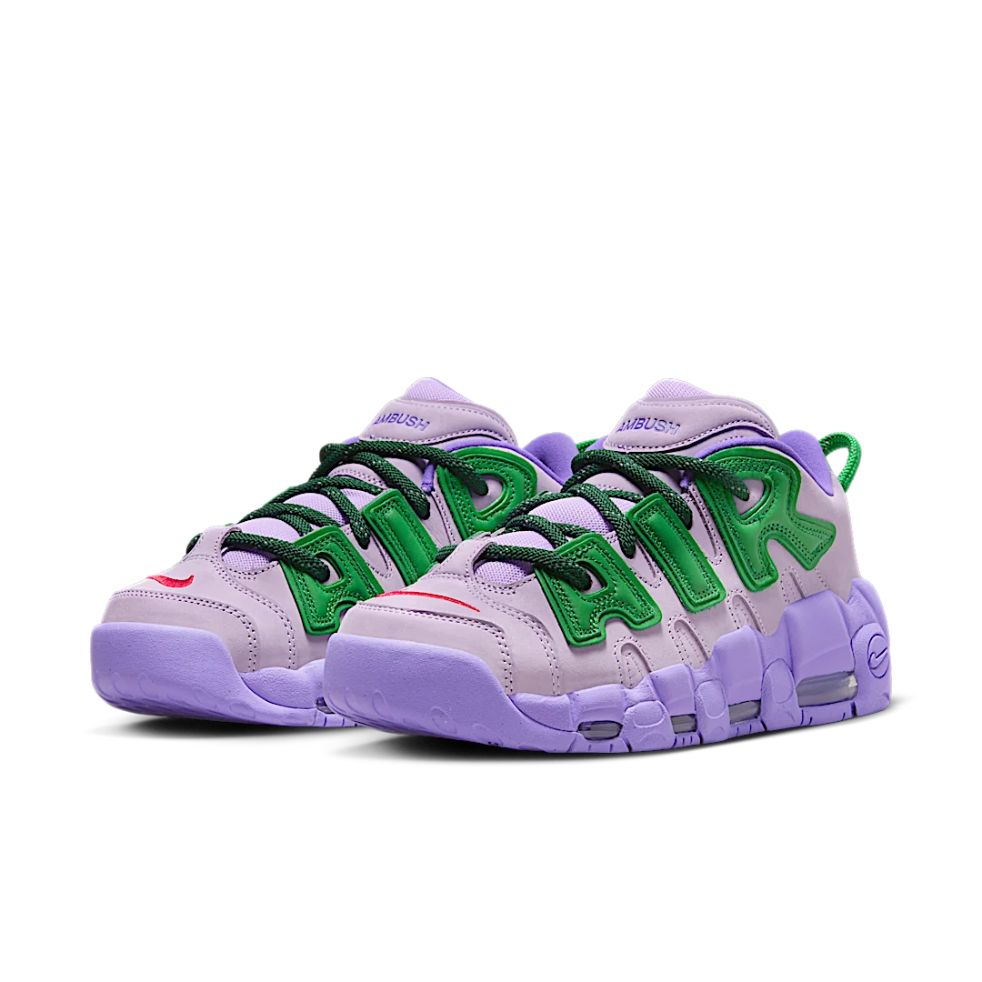 Nike Air More Uptempo Low AMBUSH Lilac, Lilac/Apple Green/University Red (FB1299-500)