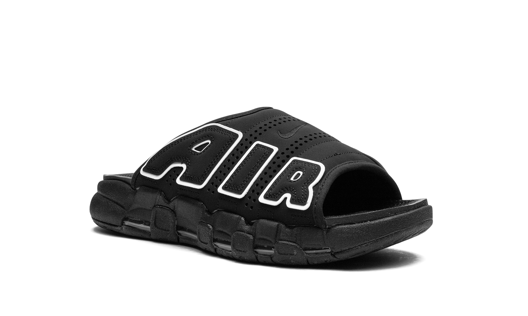 Nike Air More Uptempo Slide Black Grey Sole