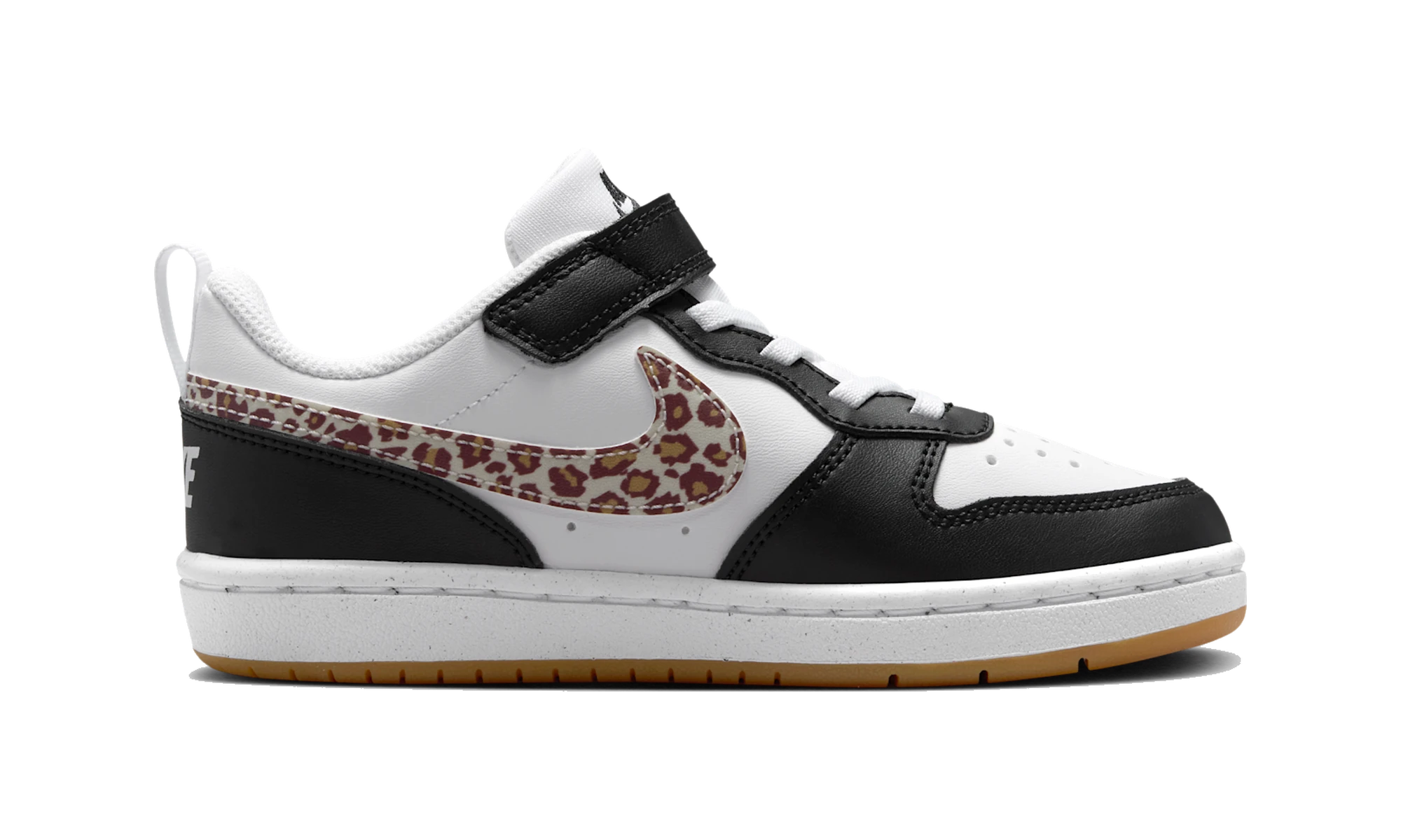Nike Court Borough Low Black White Leopard Swoosh (PS)