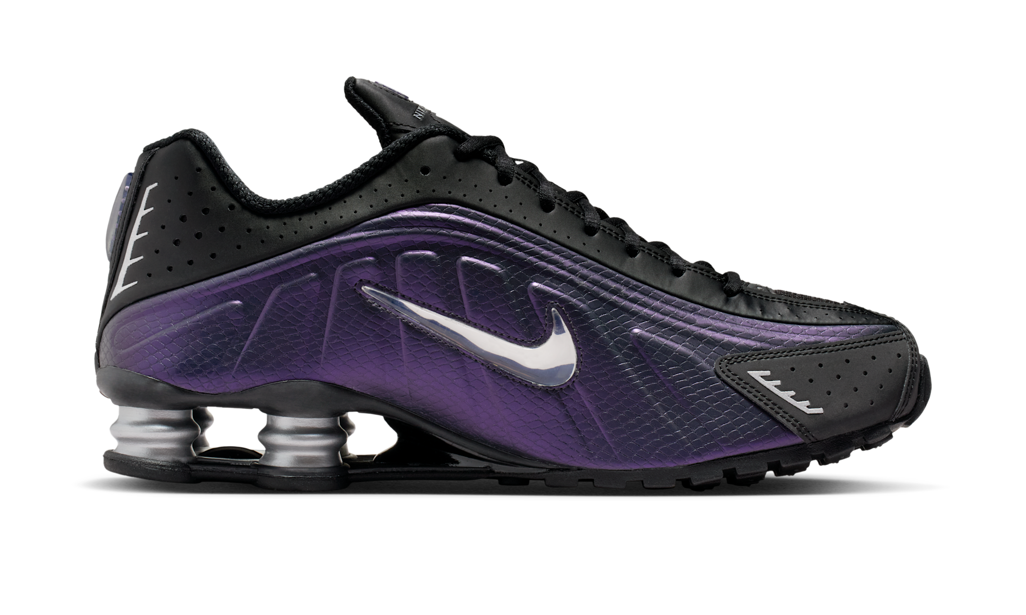 Nike Shox R4 Black Metallic Silver Purple Dynasty