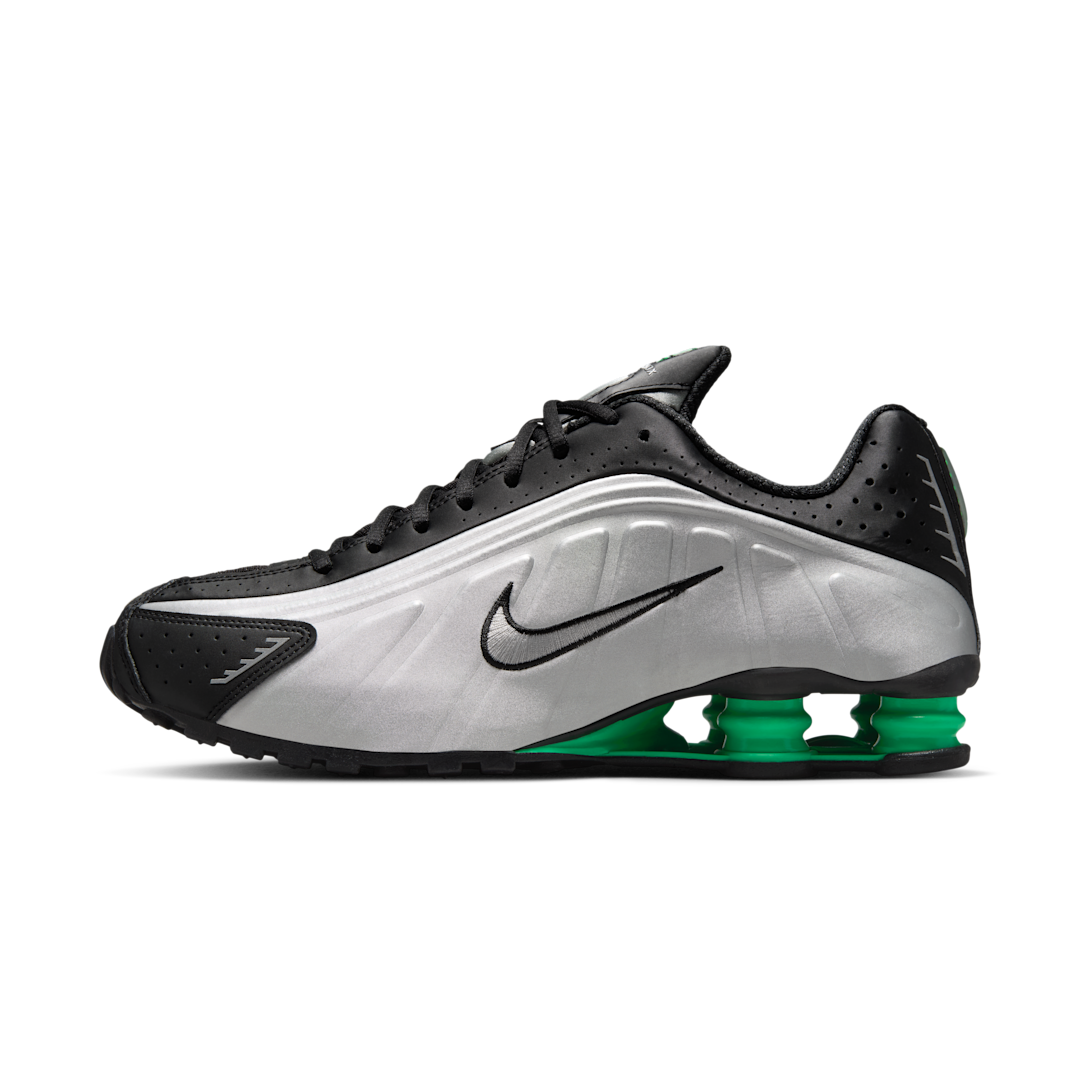 Nike Shox R4 Metallic Silver Green Shock, Metallic Silver/Black/Green Shock/Metallic Silver (HQ1988-006)
