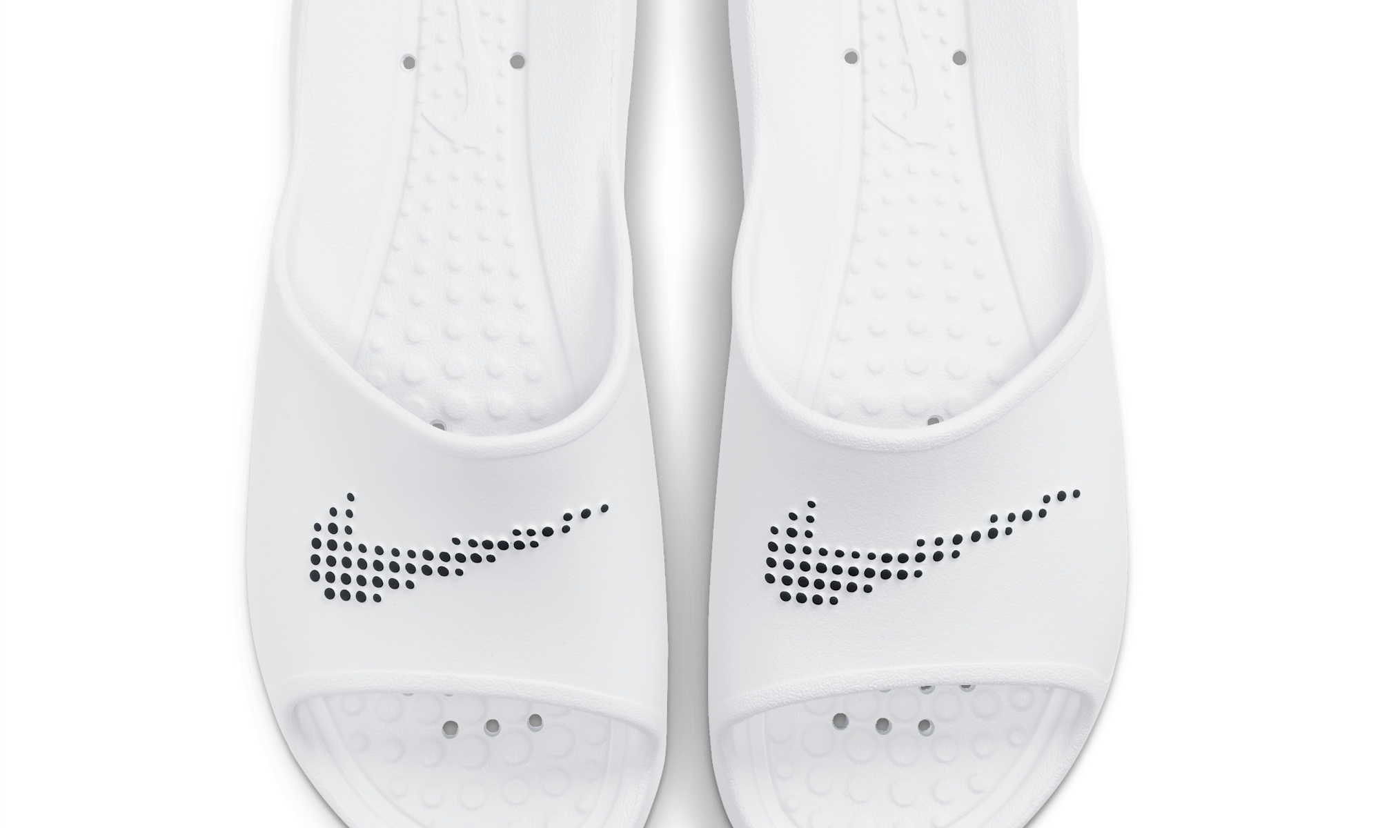 Nike Victori One Shower Slide White Polka Dot Swoosh