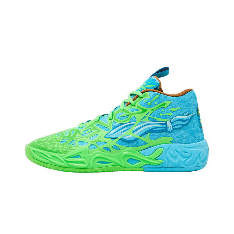Puma LaMelo Ball MB.04 Teenage Mutant Ninja Turtles Leonardo & Michelangelo, Fluro Green Pes/PUMA Green/Bright Aqua/Orange Glow (311307-01)