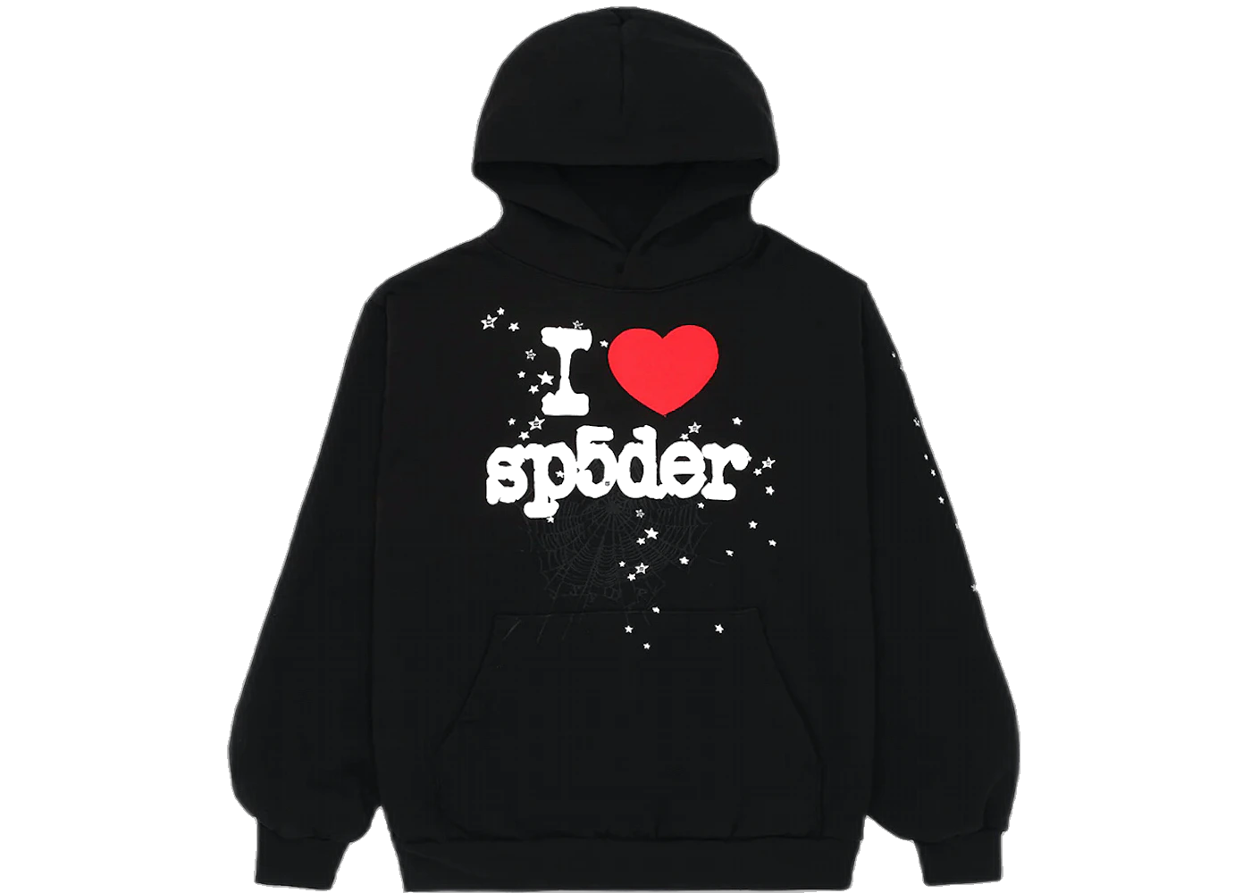 Sp5der I Heart SP5 Hoodie Black, Black (SP5-LOVEBLK-HD)