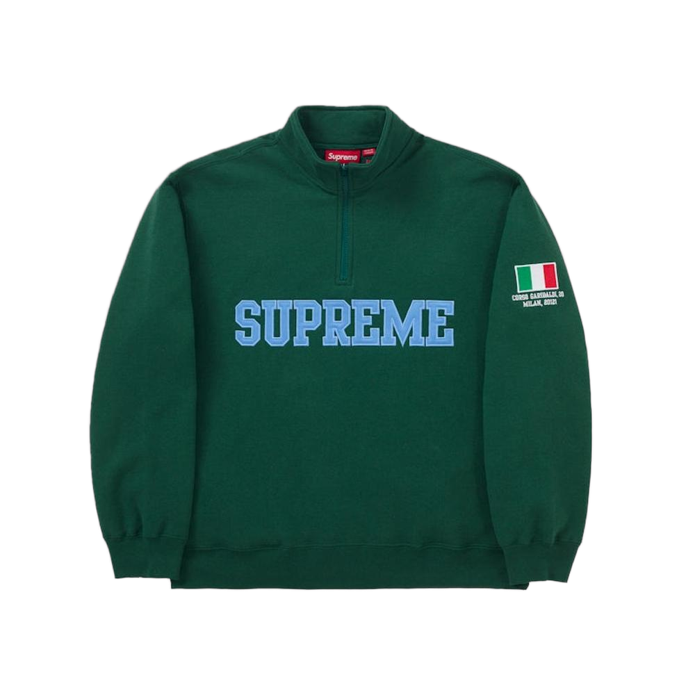 Supreme Milan Shop Flag Half Zip Pullover Green