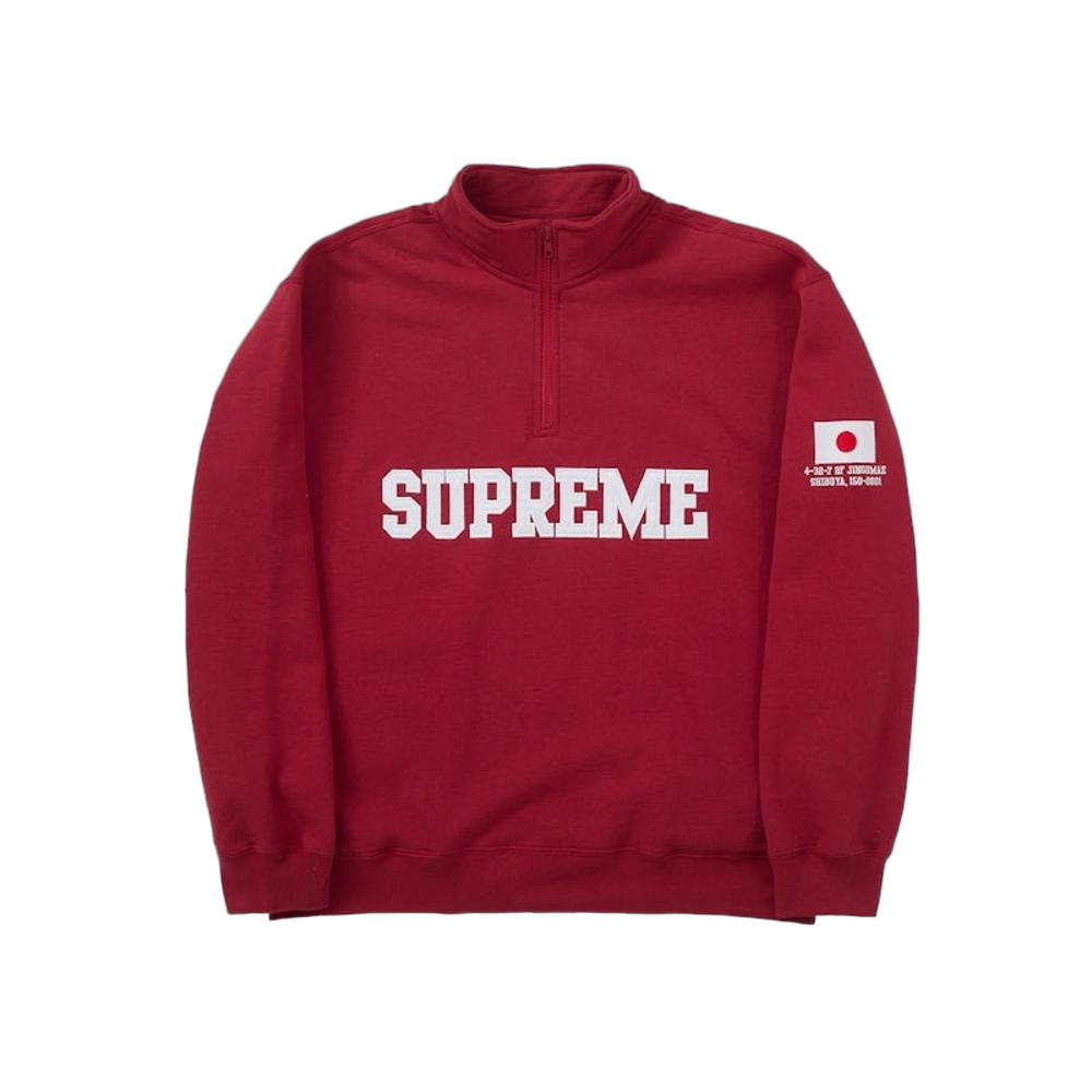 Supreme Tokyo Shop Flag Half Zip Pullover Red