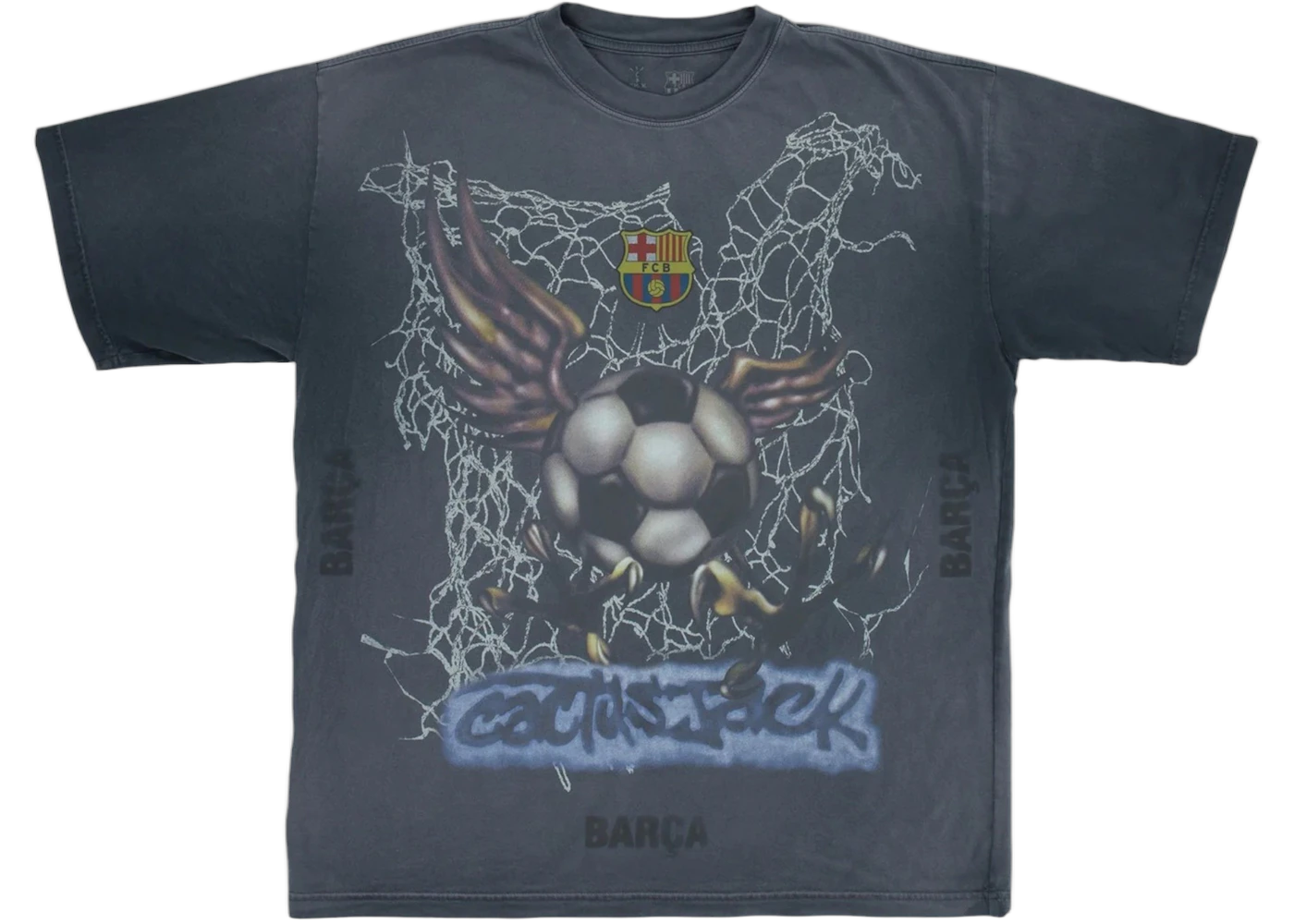 Travis Scott x FC Barcelona Washed Spray Logo Tee Black