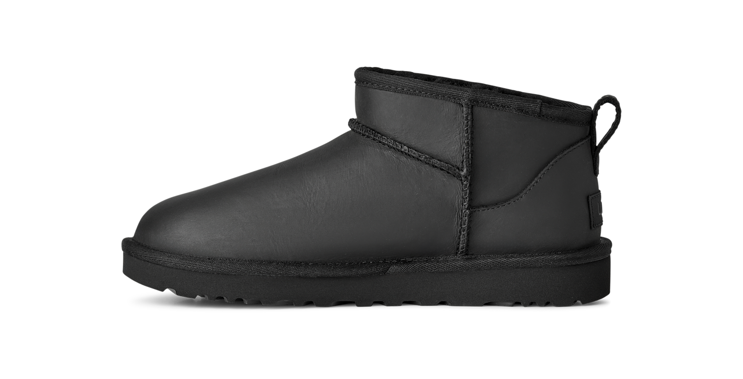 UGG Classic Ultra Mini Leather Boot Black, Black (1174210-BLK)