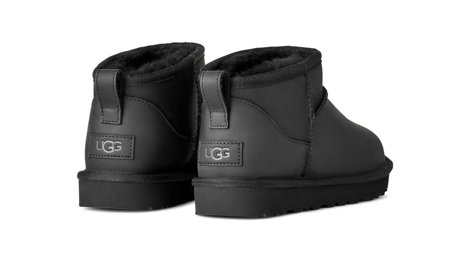 UGG Classic Ultra Mini Leather Boot Black, Black (1174210-BLK)