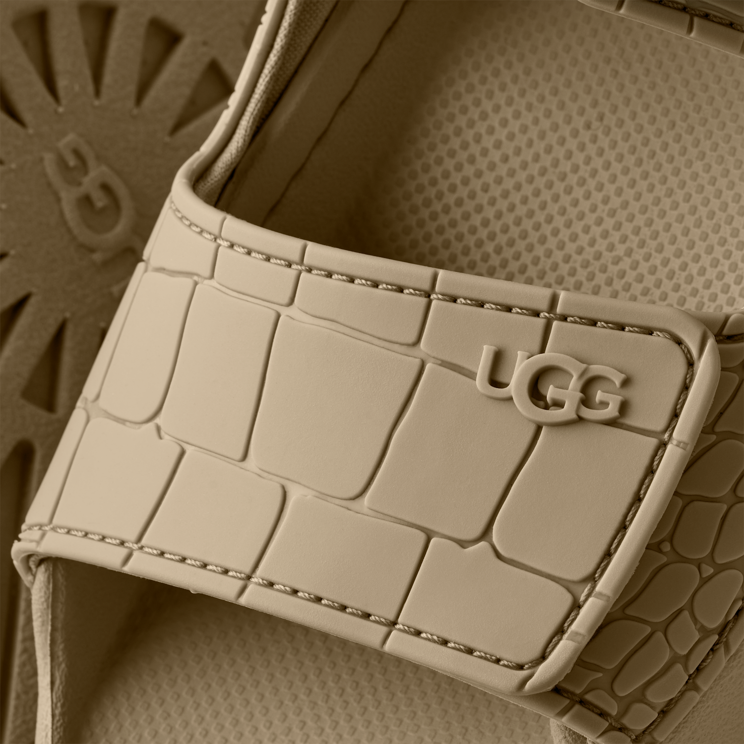 UGG GoldenGlow Embossed Sandal Mustard Seed