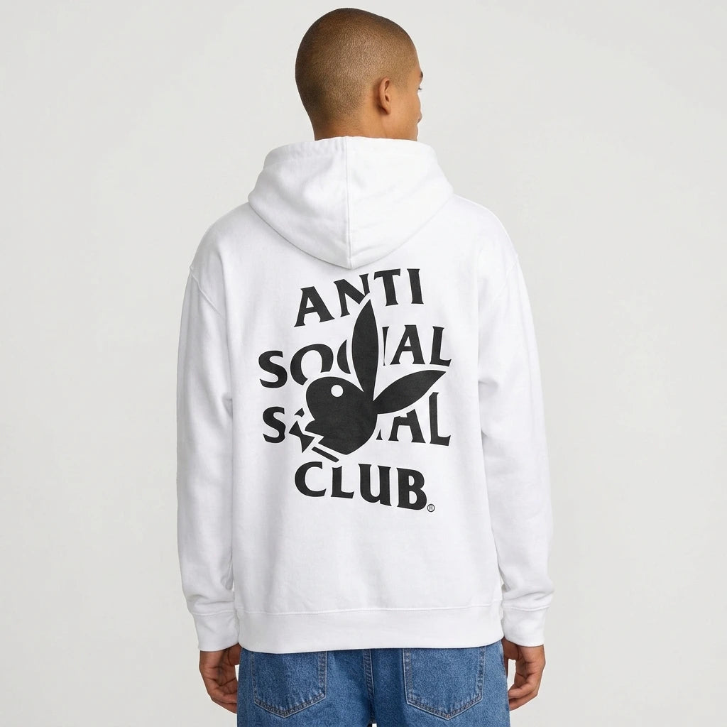 Anti Social Social Club Playboy Bunny Logo Hoodie White