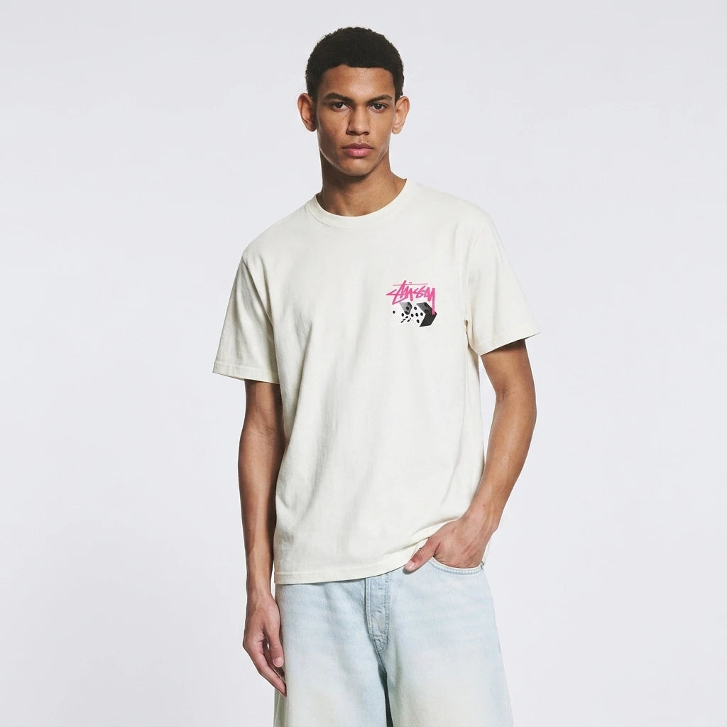 Stussy Roll The Dice Pig Dyed T-Shirt White