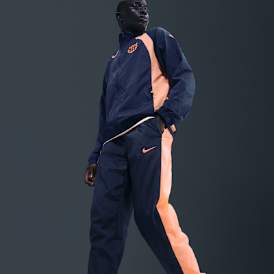 F.C. Barcelona Third Men's Nike Total 90 Football Woven Tracksuit Bottoms Midnight Navy/Bright Mango/Bright Mango